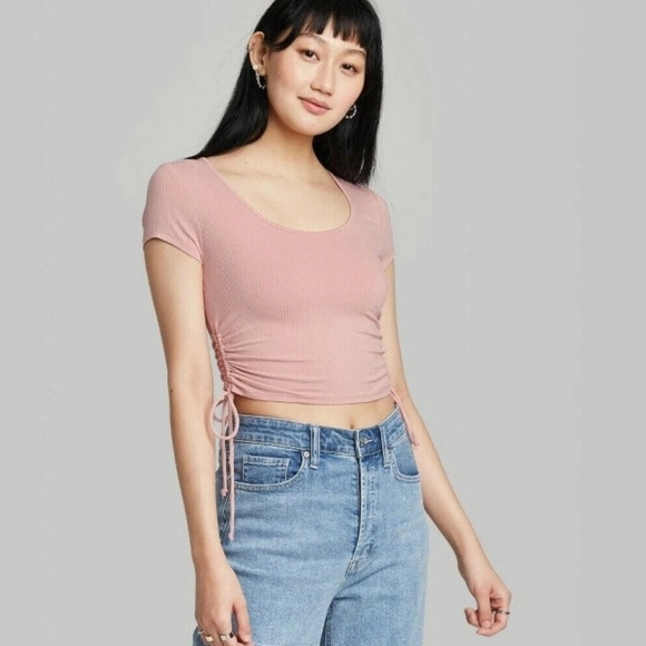 wild fable Tops - Wild Fable Blush Pink Cropped Top w/ Cinched Side Ties, Size M